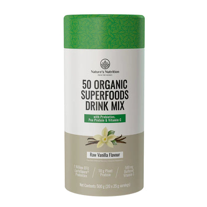 NATURE'S NUTRITION - Raw Vanilla Superfoods Drink Mix - 500g | One Life Health
