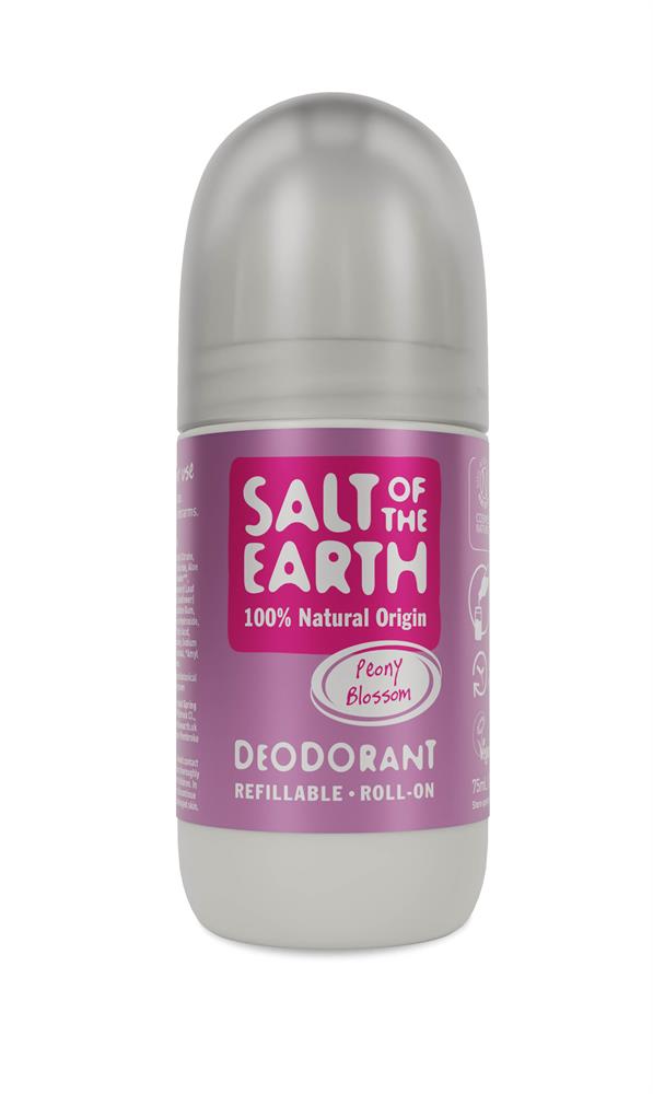 SALT OF THE EARTH - Natural Deodorant Peony Blossom Roll-on - 75ml Refillable | One Life Health
