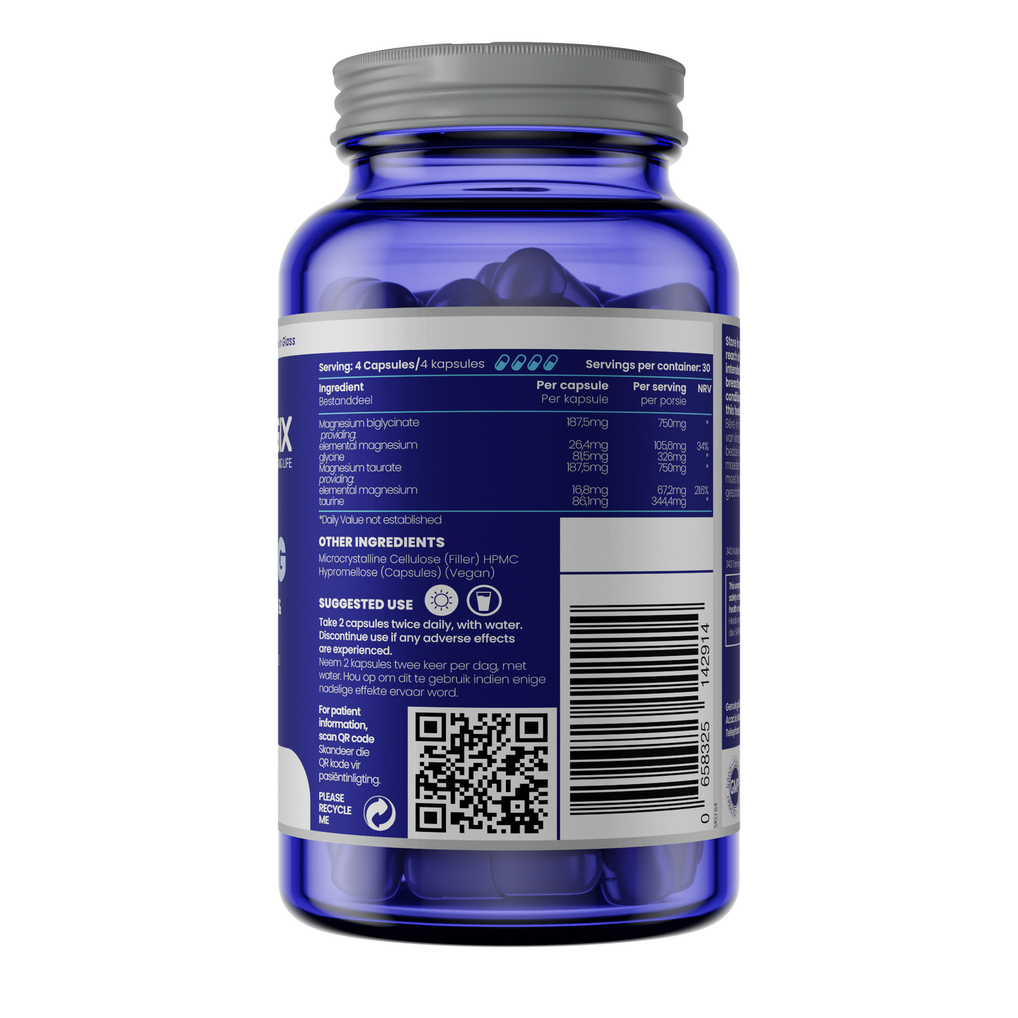GENOLOGIX - BodyMag Magnesium Glycinate & Taurate 1500 mg - 120 Veg Capsules | One Life Health
