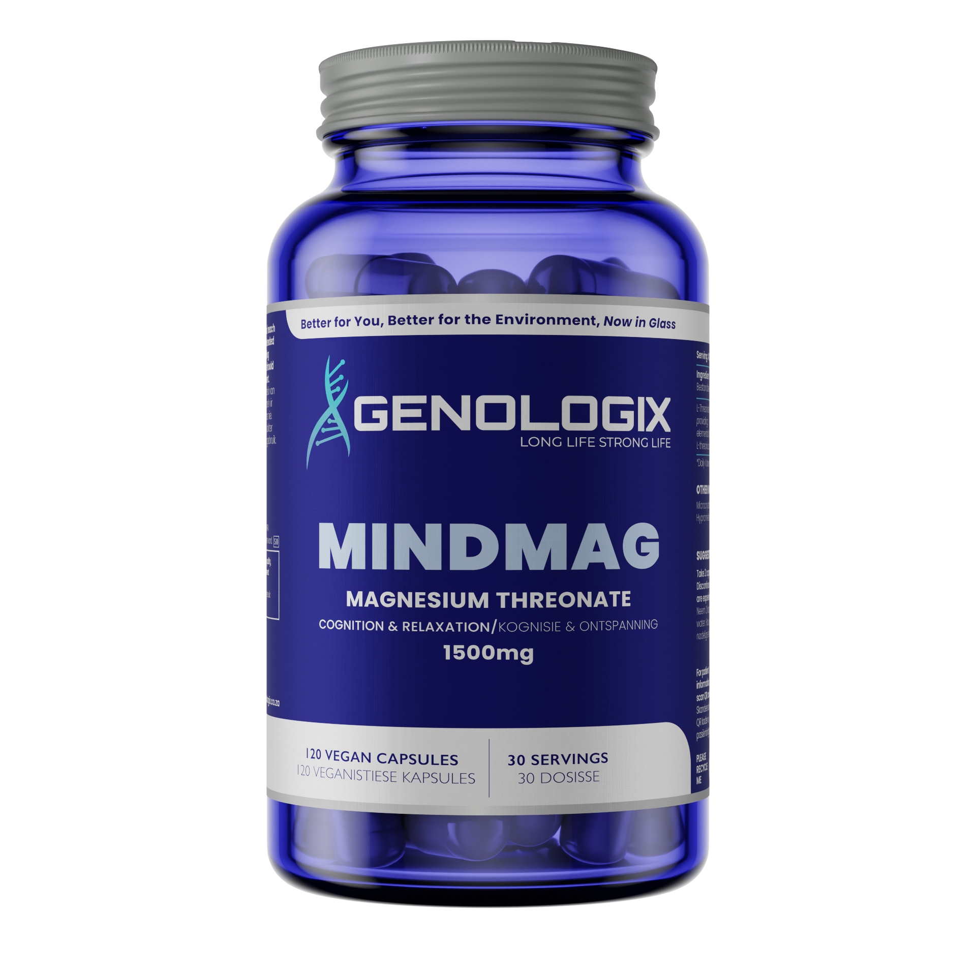 GENOLOGIX - MindMag Magnesium L-Threonate 1500 mg - 120 Veg Capsules | One Life Health