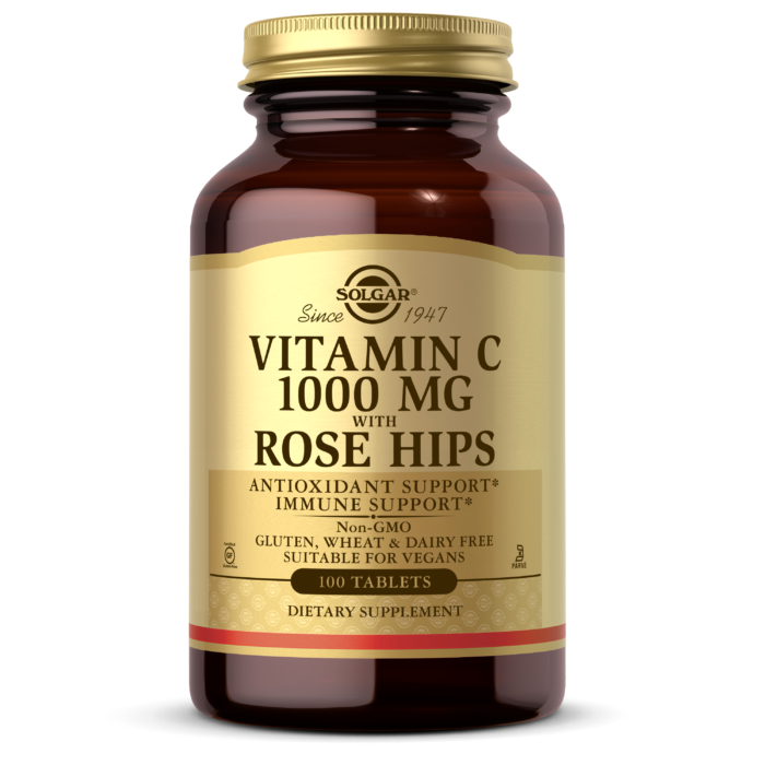 SOLGAR - Vitamin C 1000 mg with Rose Hips - 100 Tablets | One Life Health