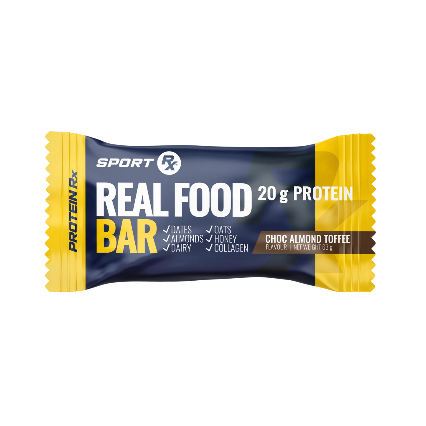 SPORT RX - Real Food Bar Choc Almond Toffee - 63g | One Life Health