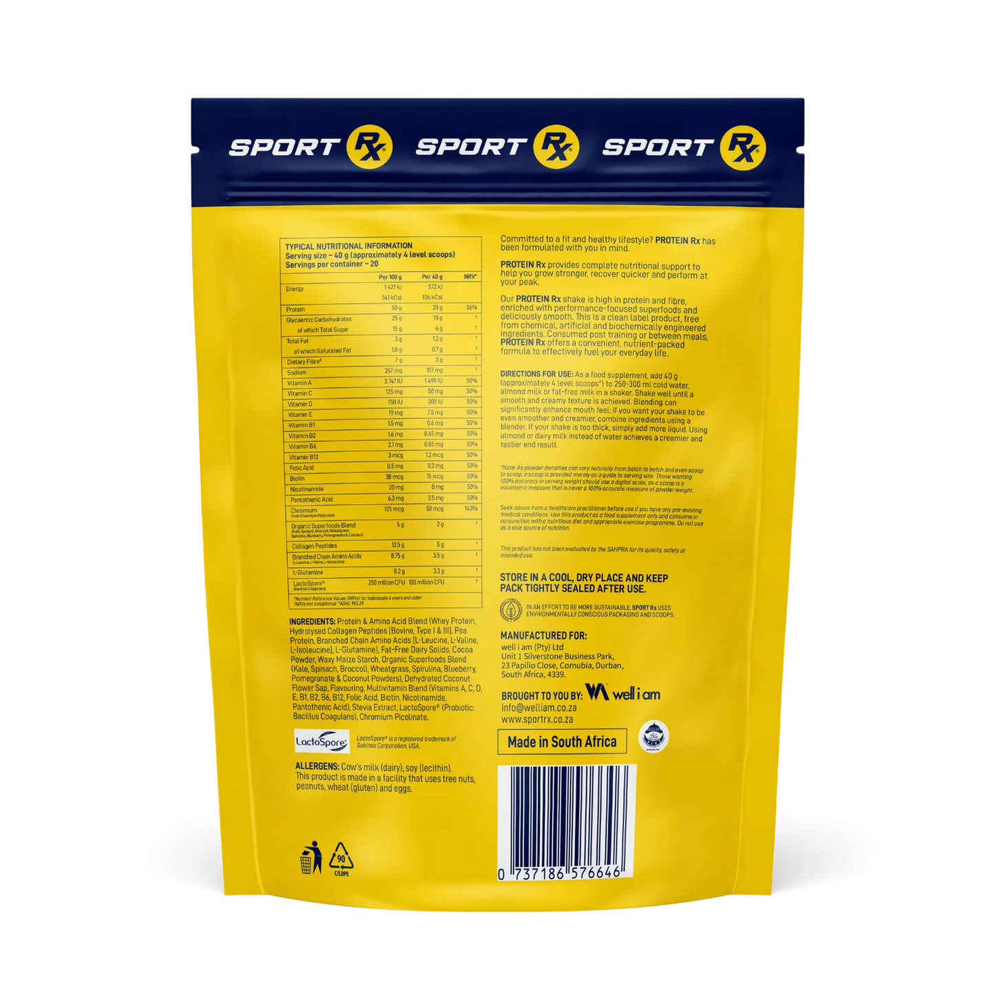 SPORT RX - Protein Rx | Chocolate 800g | One Life Health