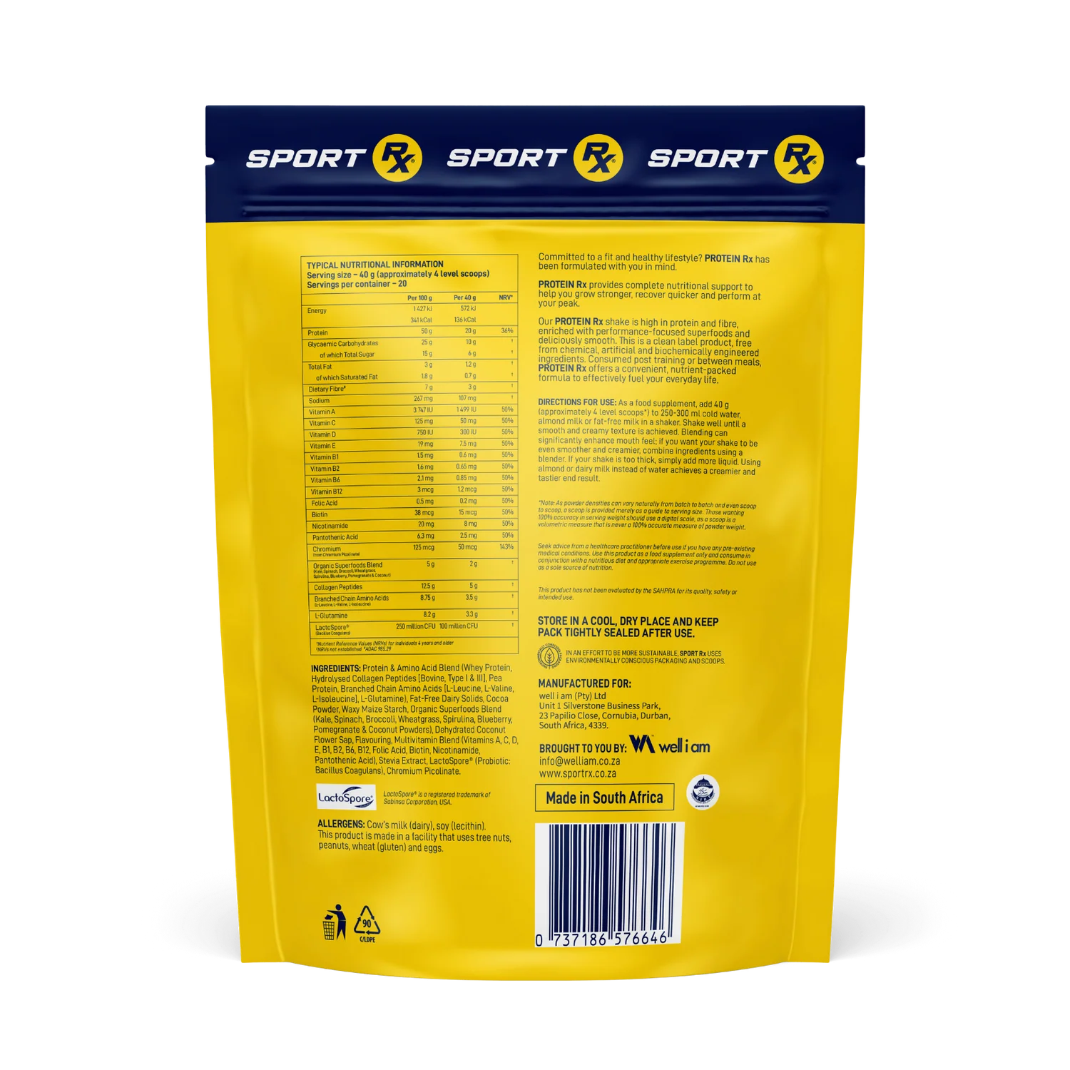 SPORT RX - Protein Rx | Chocolate 800g | One Life Health