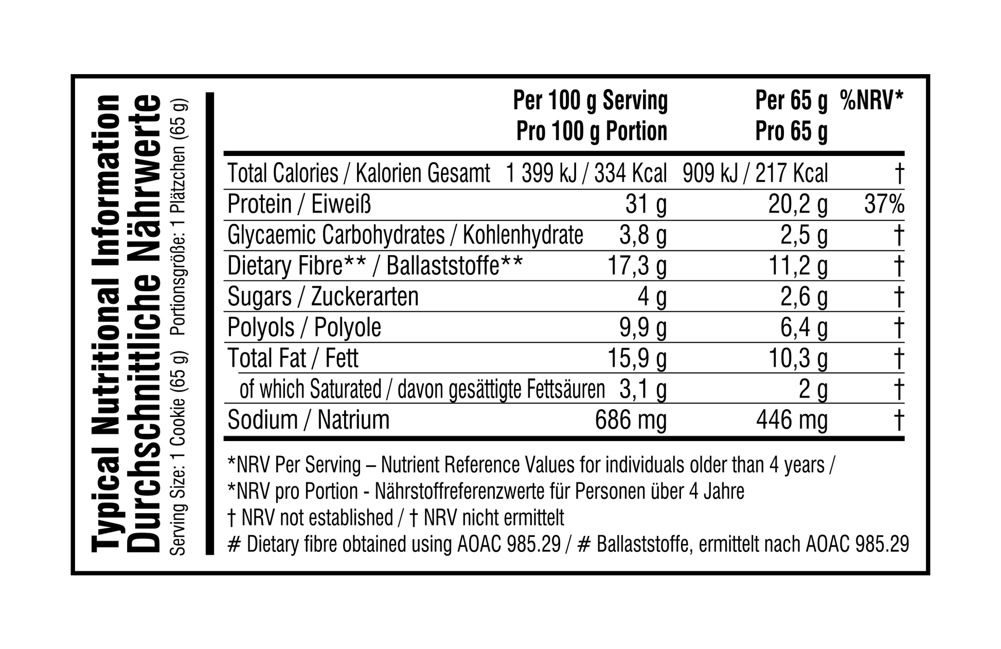 SSA CORE SERIES - HIGH PROTEIN COOKIE - 65G | One Life Health