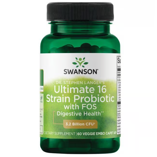 SWANSON - Dr. Stephen Langer's Ultimate 16 Strain Probiotic with FOS - 60 Veg Capsules | One Life Health