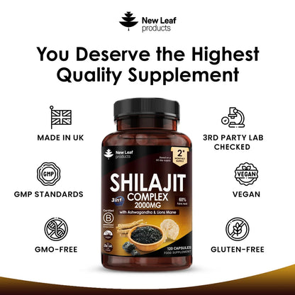 NEW LEAF - Shilajit 3 in 1 Complex - 120 Capsules