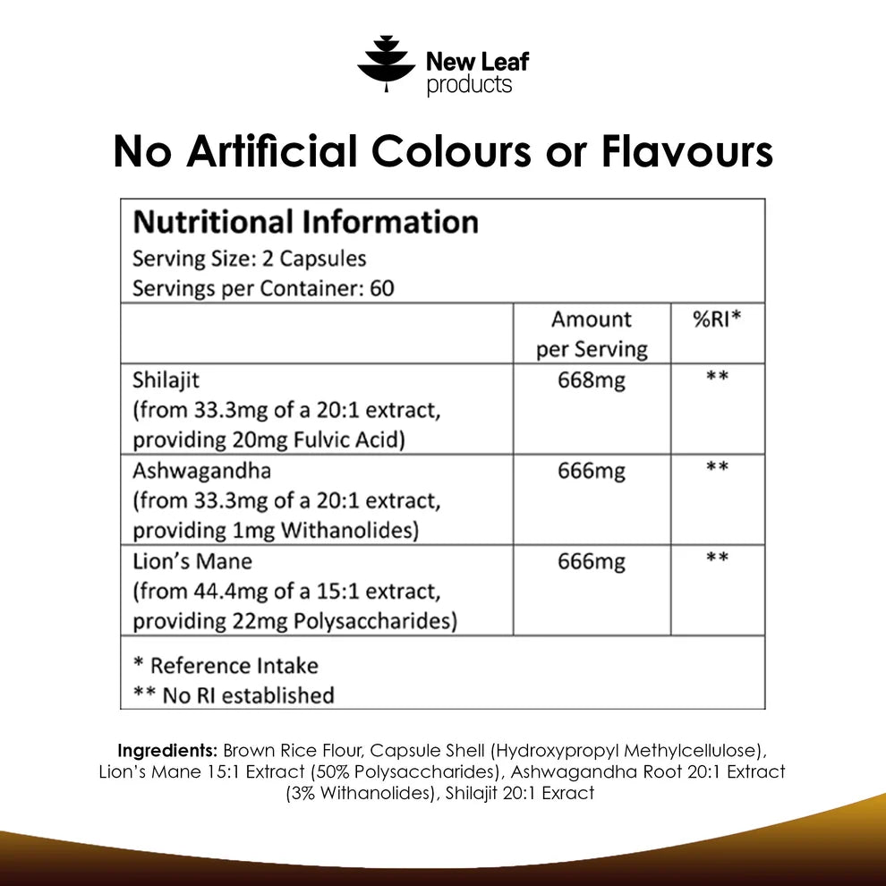 NEW LEAF - Shilajit 3 in 1 Complex - 120 Capsules