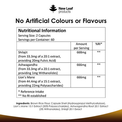 NEW LEAF - Shilajit 3 in 1 Complex - 120 Capsules