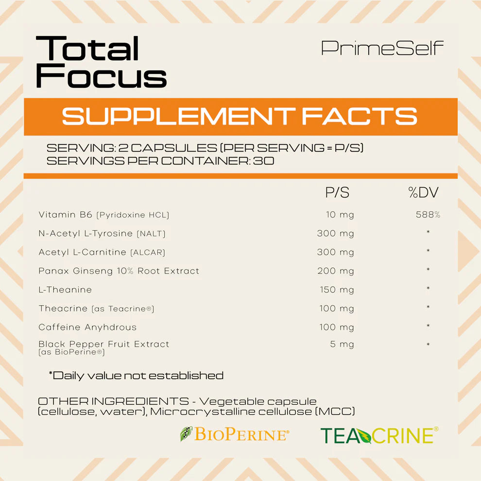 PRIMESELF - Total Focus - 60 Veg Capsules | One Life Health