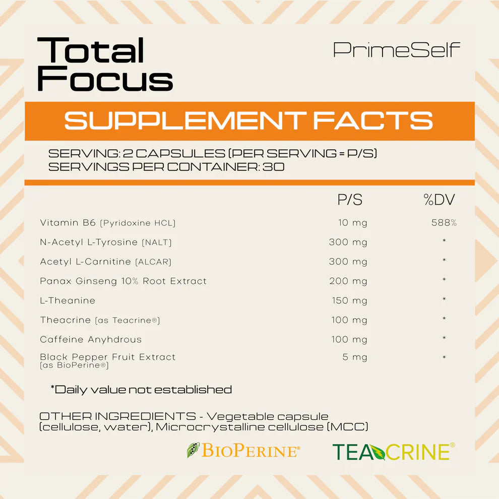 PRIMESELF - Total Focus - 60 Veg Capsules | One Life Health