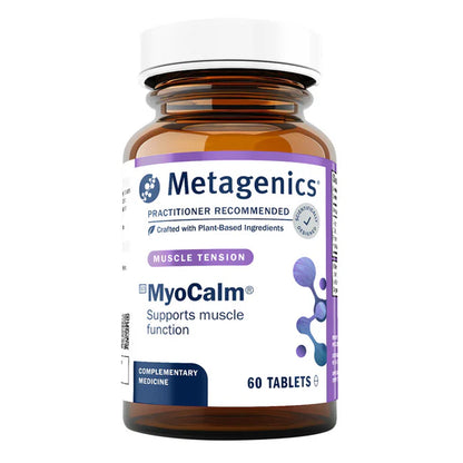 Metagenics Myocalm 60 tablets bottle — calcium, magnesium, passionflower and valerian formula