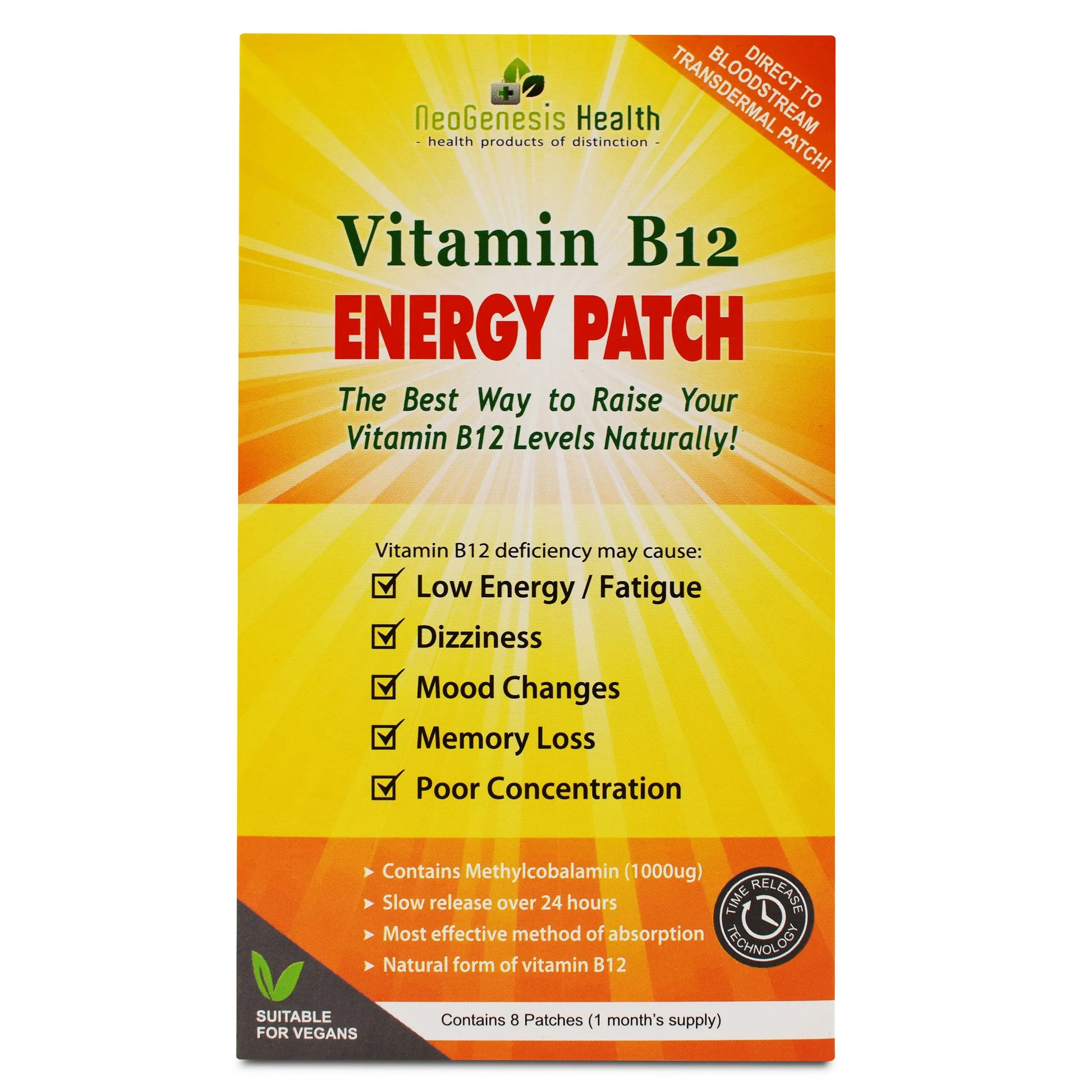 NEOGENESIS HEALTH - Vitamin B12 Energy Patches - 8 Patches | One Life Health
