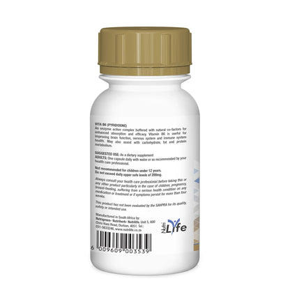 NUTRILIFE - Vitamin B6 Pyridoxine - 60 Capsules | One Life Health