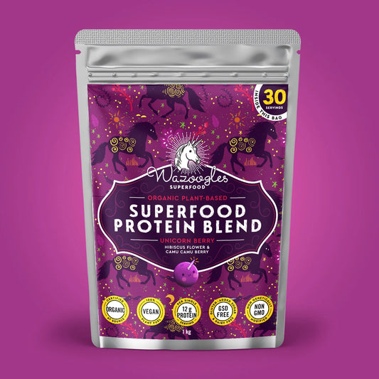 WAZOOGLES SUPERFOODS - Protein Blend - Unicorn Berry - 1kg | One Life Health