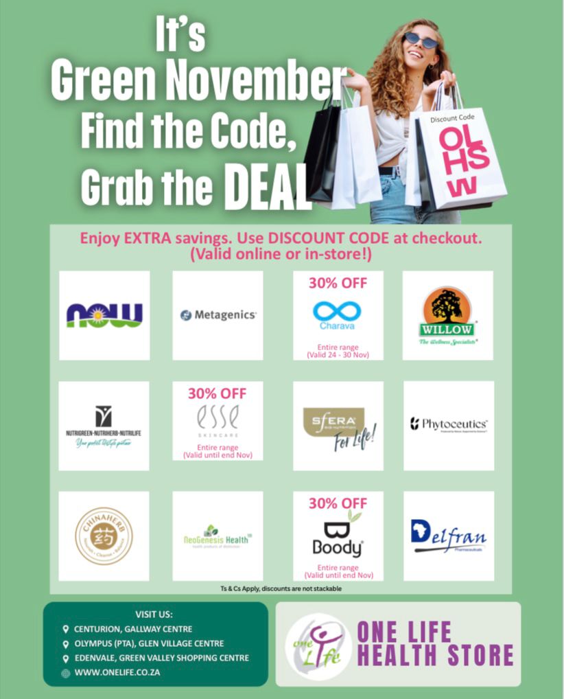 Green November Specials - Browse Images To View Our Specials 2025 | One Life Health