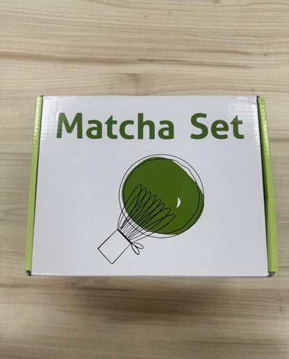SHNOOKIE 5-piece matcha set with bowl, bamboo whisk, whisk holder, scoop, and stainless strainer