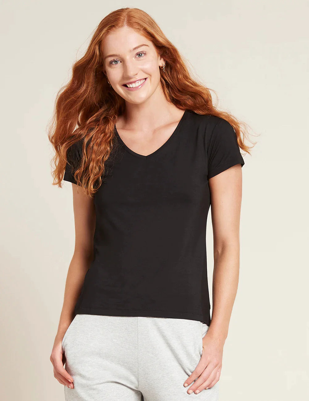 BOODY - Ladies Black V-Neck T-Shirt - M | One Life Health