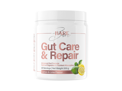 BARE Gut Care and Repair Lemon & Lime 200g powder tub for digestive health