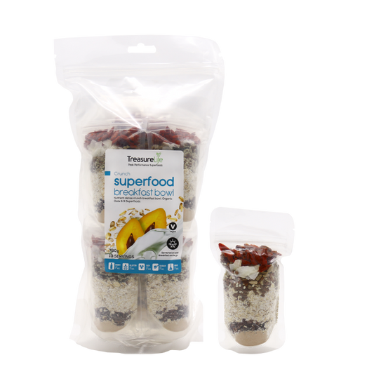 TREASURE LIFE - Crunch Superfood Breakfast Bowl - 78g x 10 Servings | One Life Health