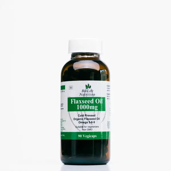 BIOLIFE NUTRITION - Organic Flaxseed Oil 1000mg - 90 Vegicaps | One Life Health