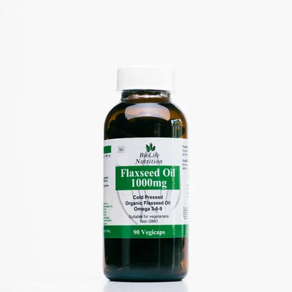 BIOLIFE NUTRITION - Organic Flaxseed Oil 1000mg - 90 Vegicaps | One Life Health