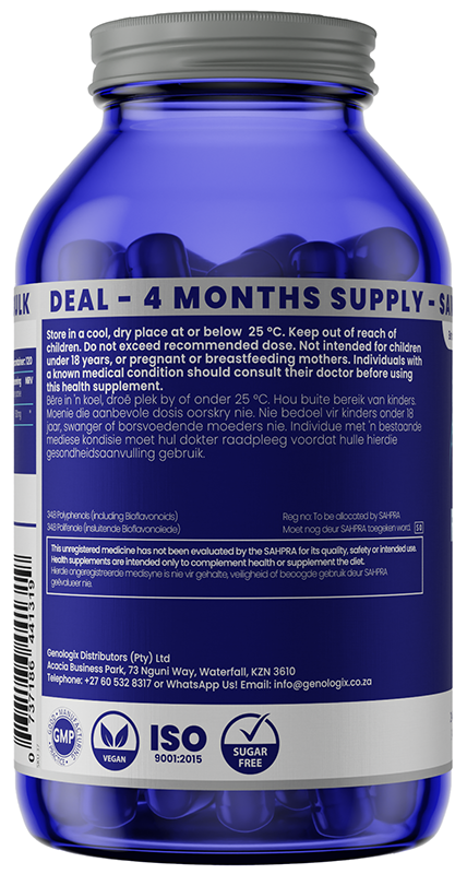 GENOLOGIX - Resveratrol 500mg BULK - 240 Veg Capsules | One Life Health
