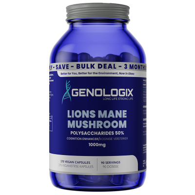 GENOLOGIX - Lions Mane Mushroom 1000mg BULK - 270 Veg Capsules | One Life Health
