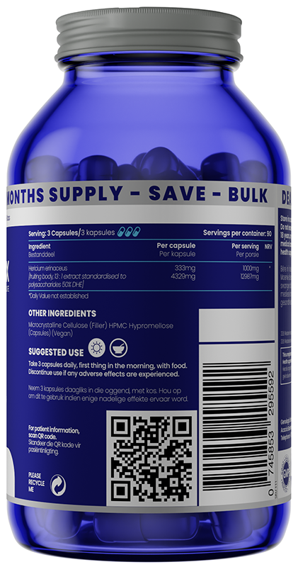GENOLOGIX - Lions Mane Mushroom 1000mg BULK - 270 Veg Capsules | One Life Health