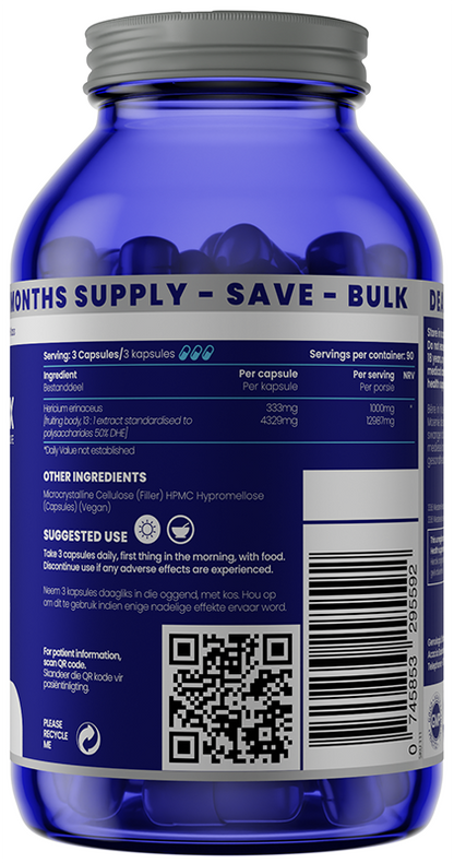 GENOLOGIX - Lions Mane Mushroom 1000mg BULK - 270 Veg Capsules | One Life Health
