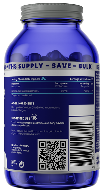 GENOLOGIX - Quercetin 750mg BULK - 180 Veg Capsules | One Life Health