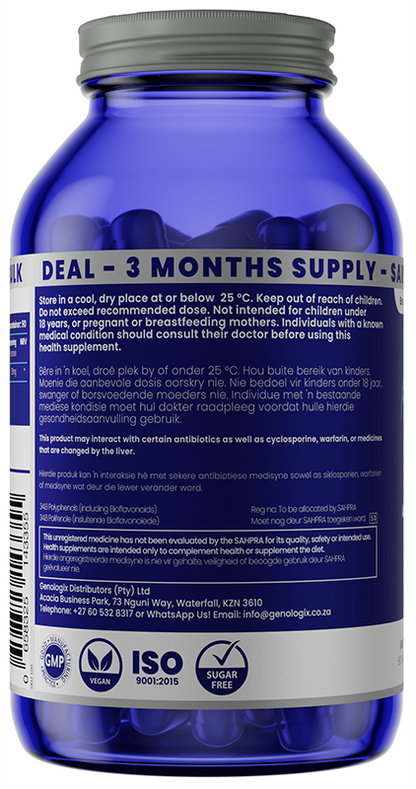 GENOLOGIX - Quercetin 750mg BULK - 180 Veg Capsules | One Life Health