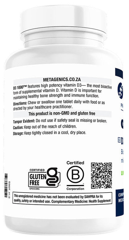 METAGENICS - D3 1000 - 60 Tablets | One Life Health