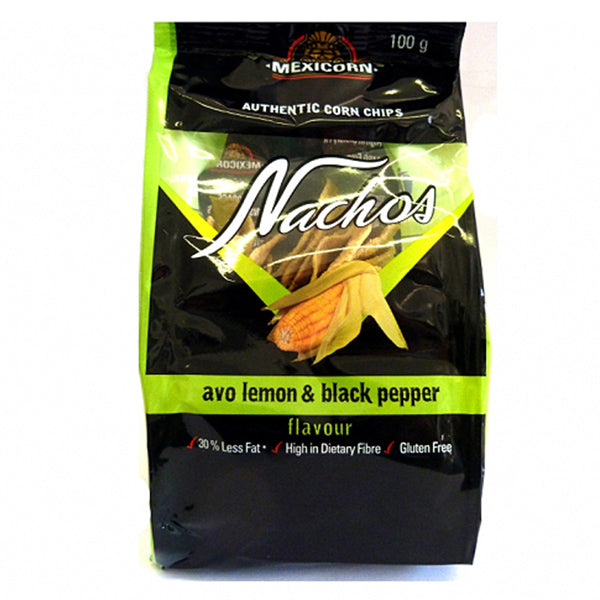 MEXICORN Avo Lemon Black Pepper Nachos 100g Onelifehealth mexicorn-avo-lemon-black-pepper-nachos-100g-onelifehealth