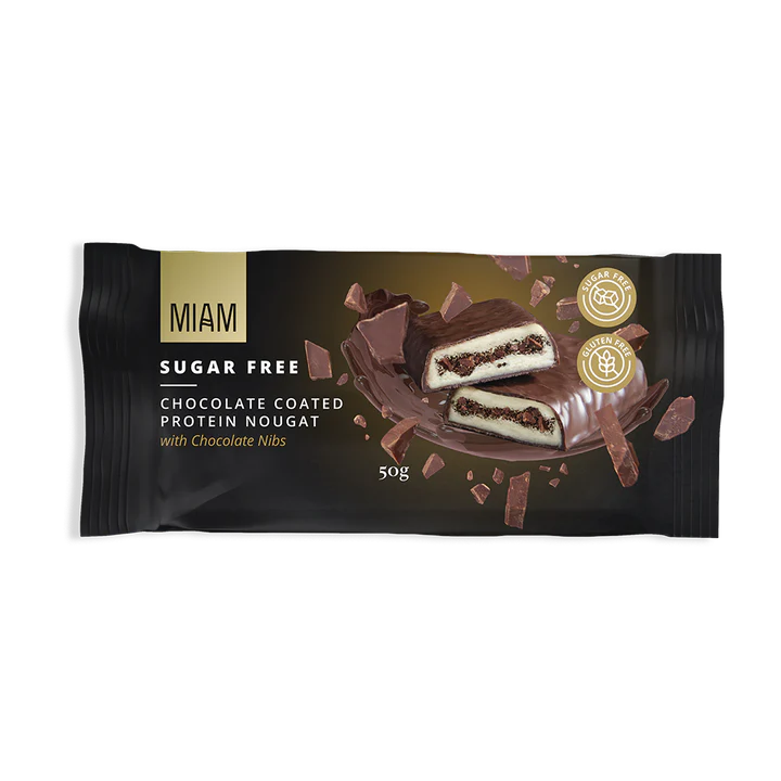 MIAM - Coated Protein Nougat with Chocolate Nibs - 50g | One Life Health