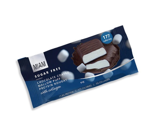 MIAM - Mallow Puff Chocolate Coated Collagen Protein Nougat - 50g | One Life Health