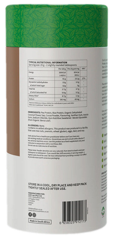 NATURE'S NUTRITION - Plant Protein Chocolate - 500g