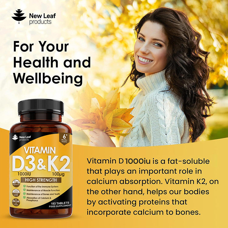 NEW LEAF - Vitamin D3 & K2 - 183 Tablets