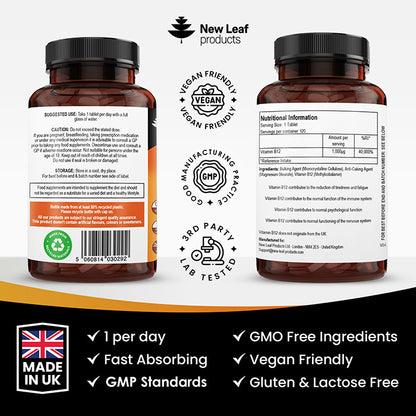 NEW LEAF - Vitamin B12 1000mcg - 120 Tablets