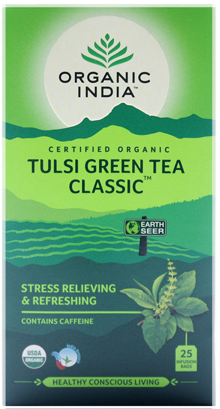 ORGANIC INDIA - Tulsi Green Tea - 25 Tea Bags | One Life Health