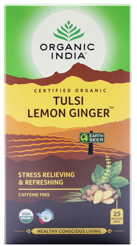 ORGANIC INDIA - Tulsi Lemon Ginger Tea - 25 Tea Bags | One Life Health