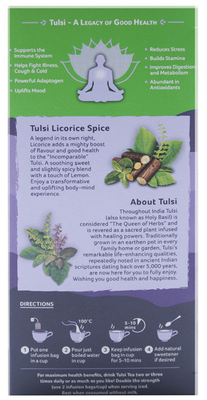 ORGANIC INDIA - Tulsi Licorice Spice Tea - 25 Tea Bags | One Life Health