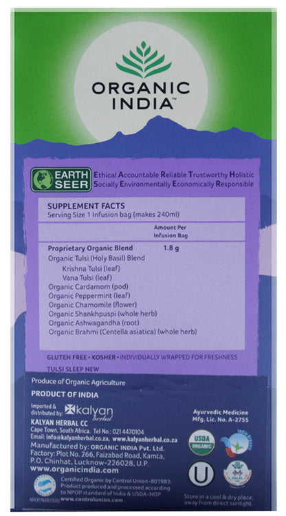 ORGANIC INDIA - Tulsi Sleep Tea - 25 Tea Bags | One Life Health