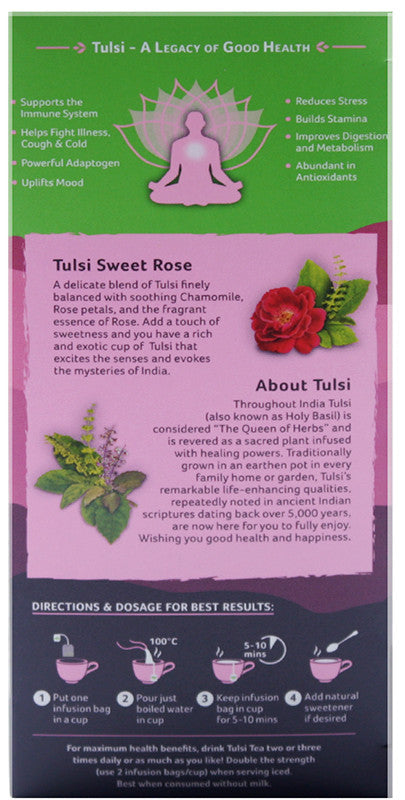 ORGANIC INDIA - Tulsi Sweet Rose Tea - 25 Tea Bags | One Life Health