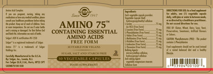 SOLGAR - Amino 75 Essential Amino Acids - 90 Vegetable Capsules | One Life Health
