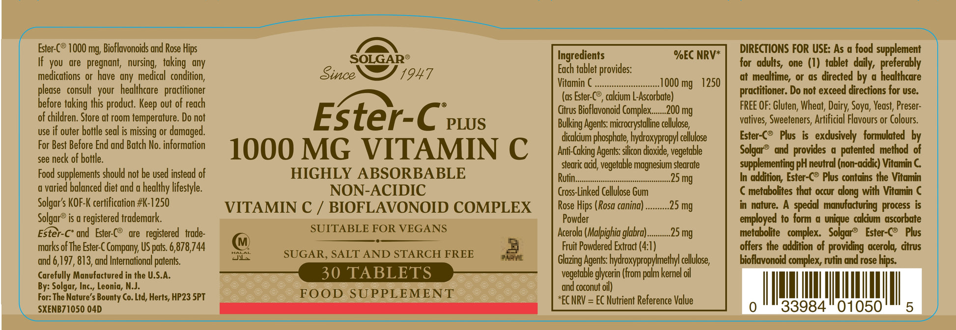 SOLGAR - Ester-C ® Plus 1000 mg Vitamin C – 30 Tablets | One Life Health