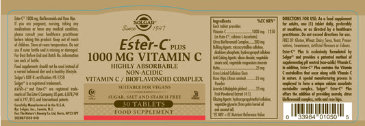 SOLGAR - Ester-C ® Plus 1000 mg Vitamin C – 30 Tablets | One Life Health