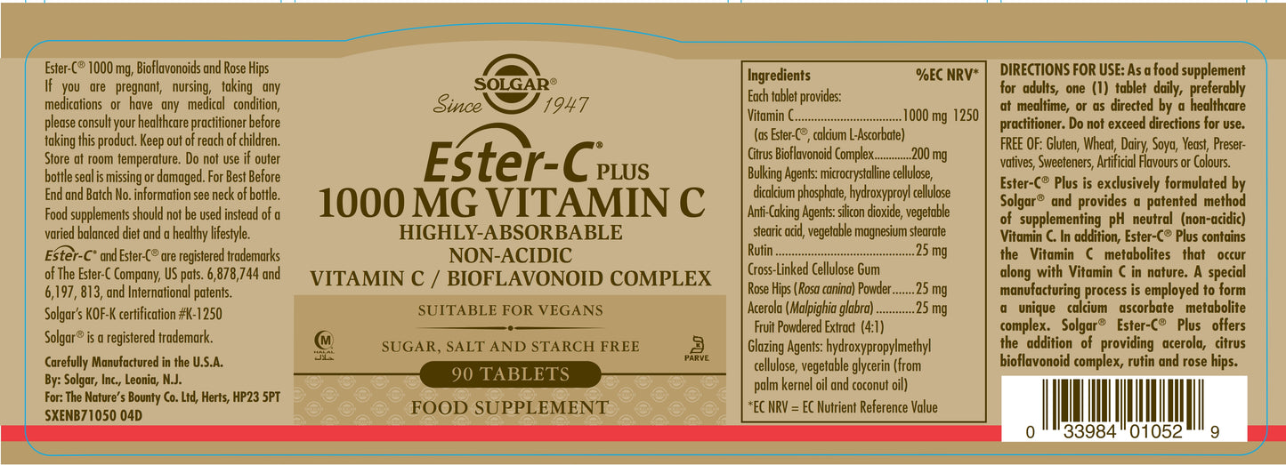 SOLGAR -  Ester-C Plus 1000mg - 90 Tablets | One Life Health