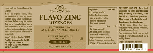 SOLGAR - Flavo-Zinc – 50 Lozenges | One Life Health
