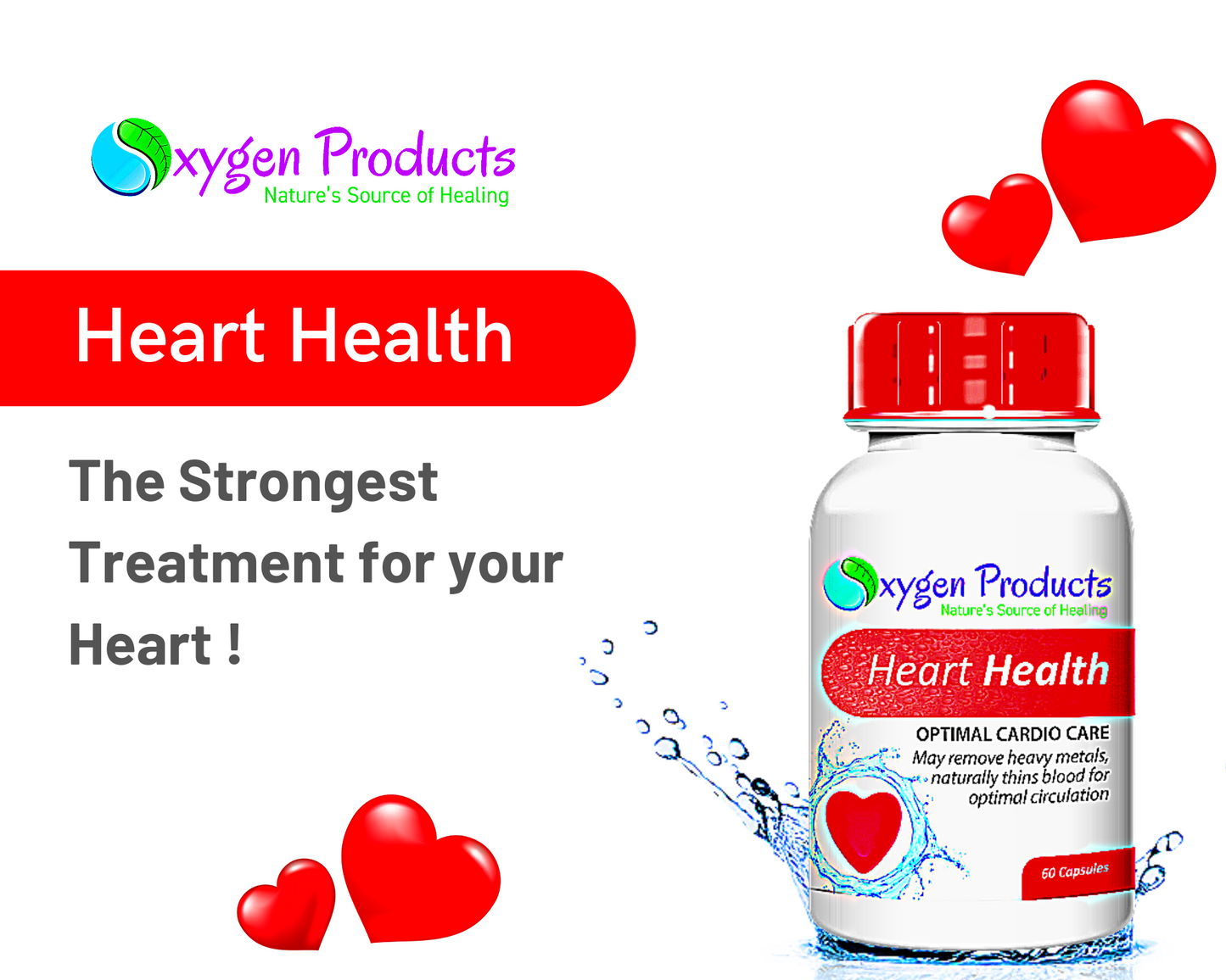 OXYGEN PRODUCTS - Heart Health 60 Capsules | One Life Health